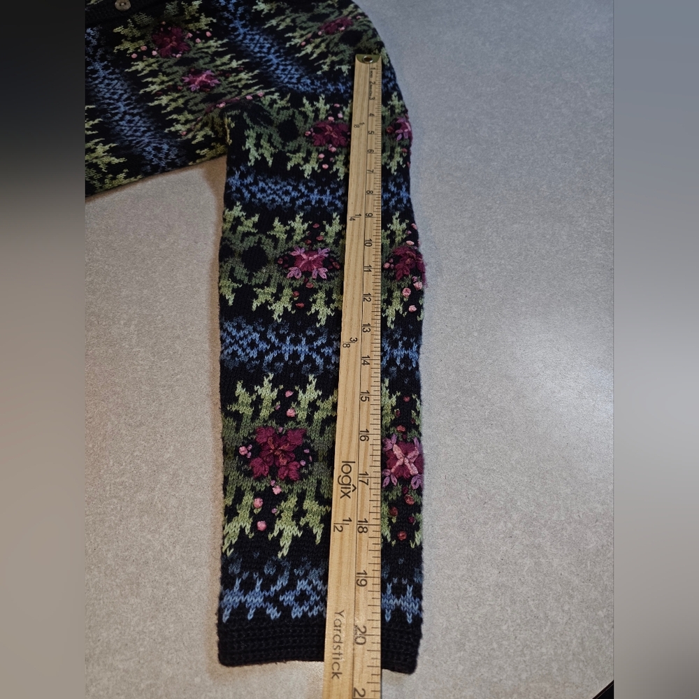 Vintage Talbots Navy Floral Knot Cardigan Sweater, Size SP - Picture 11 of 11